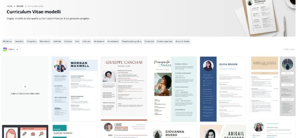 Come creare un curriculum vitae online con Canva